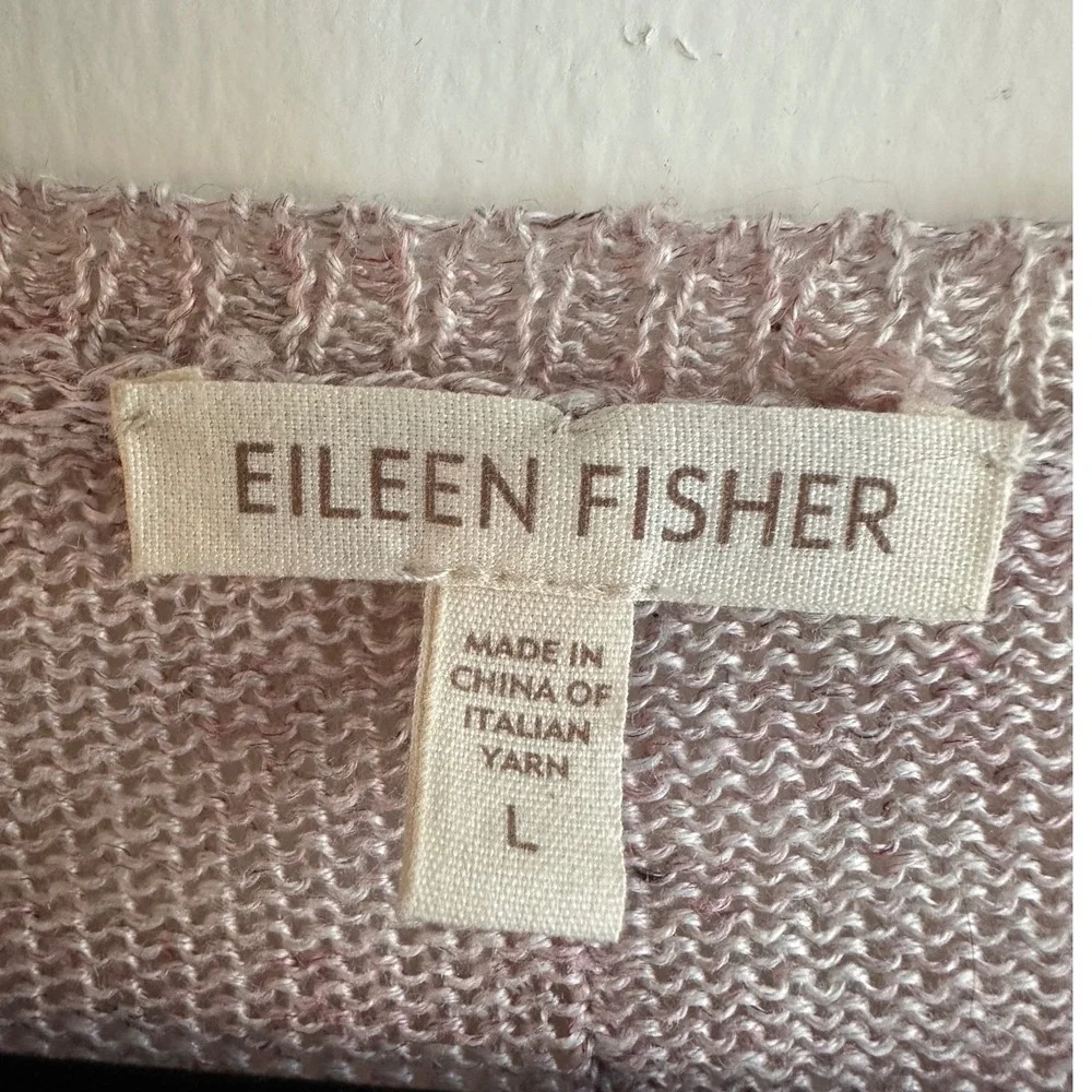 Eileen Fisher Womens Linen Blend V Neck Drop Shoulder Sweater Size L - Picture 2 of 4